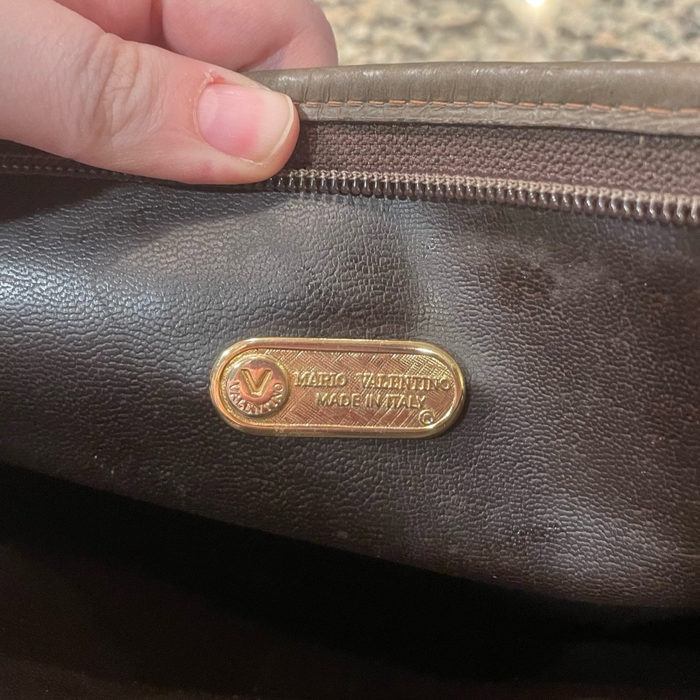 EUC Authentic Mario Valentino Brown PVC Logo Pouch Made in Italy VTG Clutch Bag! - Picture 10 of 11
